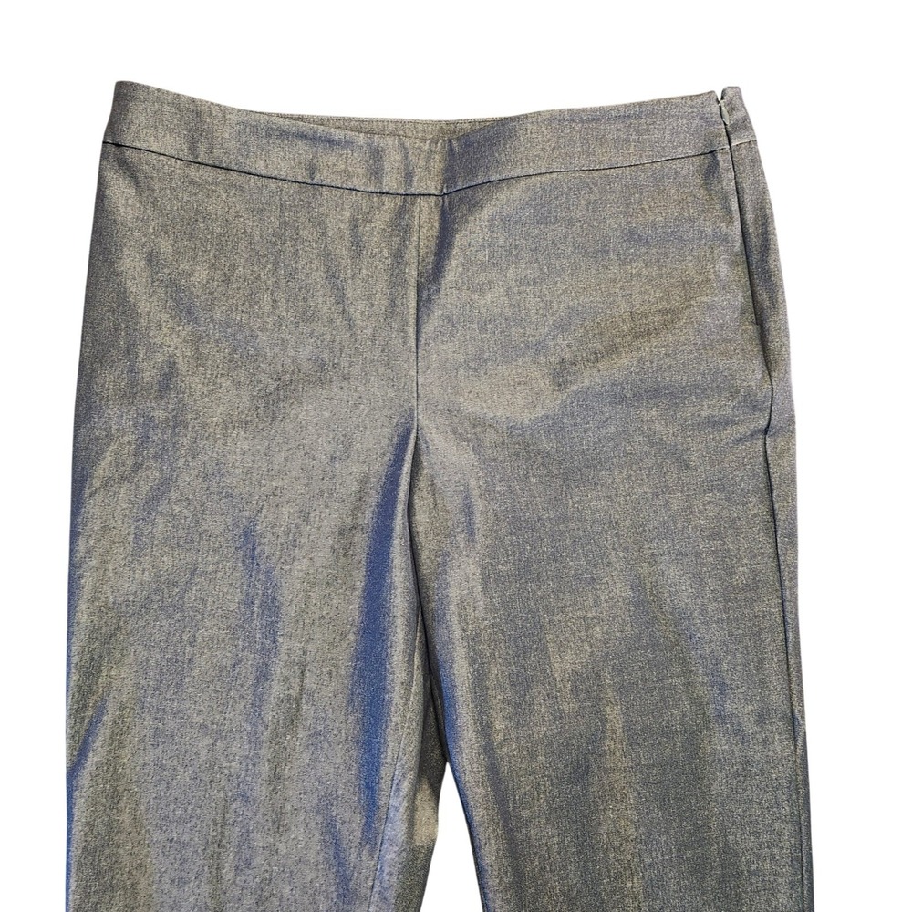 Talbots Chatham Ankle Pant 16P Womens Metallic Blue Denim Side Zip Trousers - Picture 3 of 13